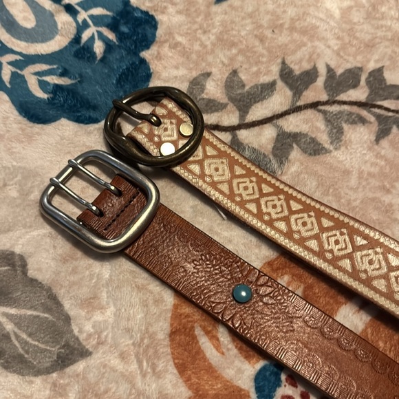 Lucky Brand Brown and Cream Belt Set with Turquoise Accents - Picture 3 of 4